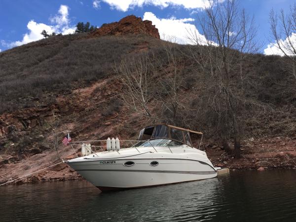 2000 Maxum 2700-SCR with full camper and 6' extended swim deck.  At Horsetooth Reservoir, Fort Collins, Colorado in April-2016!  Yes April :)