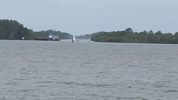 Entering the Barge Canal westward from the Banana River.